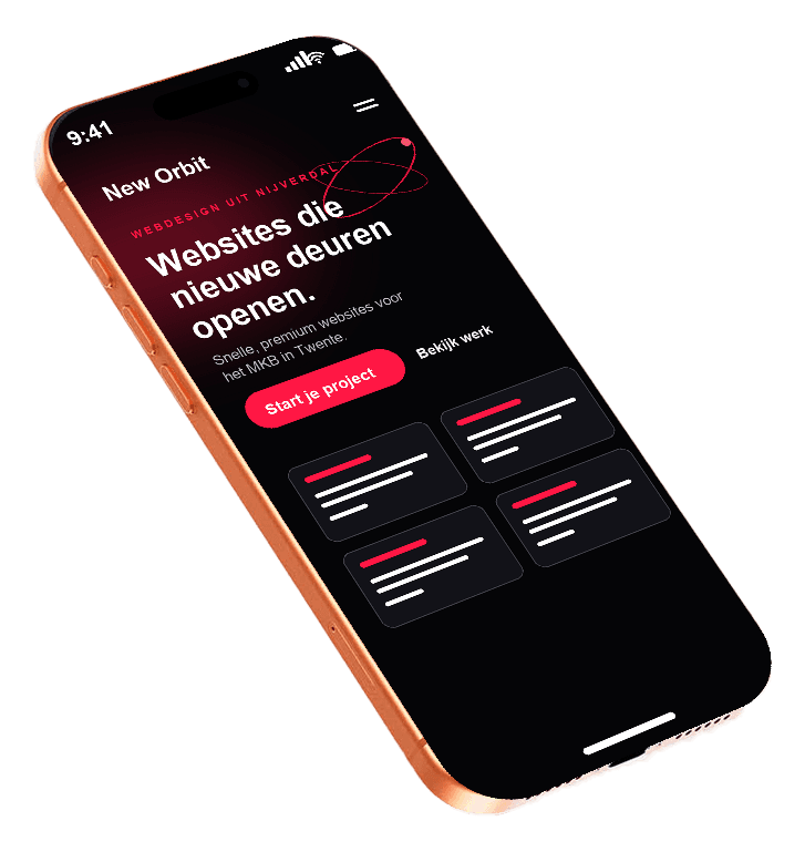 New Orbit website weergegeven op een iPhone